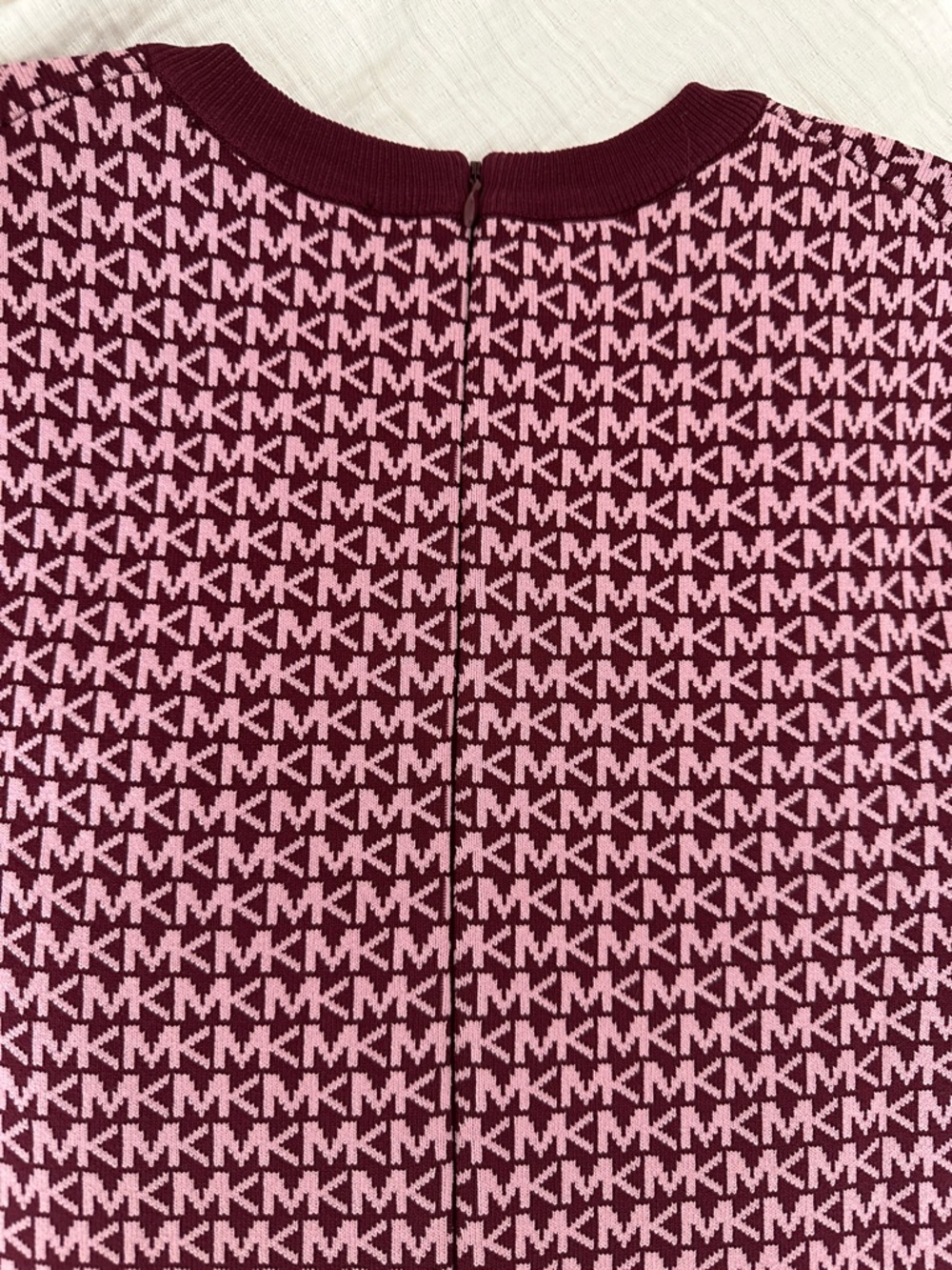 Michael Kors Burgundy and Pink Short-Sleeve Knit Logo Dress - Picture 6 of 7